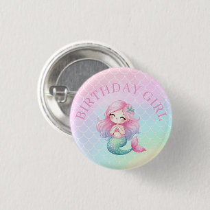 Mermaid Tail Teal Pink Girly Birthday 3 Cm Round Badge