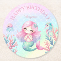 Mermaid Tail Teal Pink Girly Birthday Party