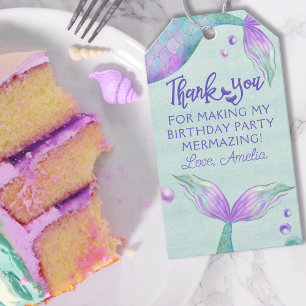 Mermaid Tail Thank You Birthday Party Favour Gift Tags
