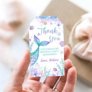Mermaid Tail Thank You Birthday Party Favour Gift Tags