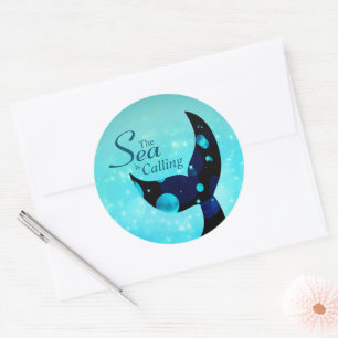 Mermaid Tail The Sea is Calling Quote Classic Round Sticker