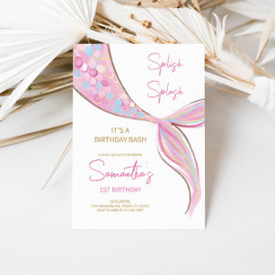 Mermaid Tail Theme Birthday Invitation
