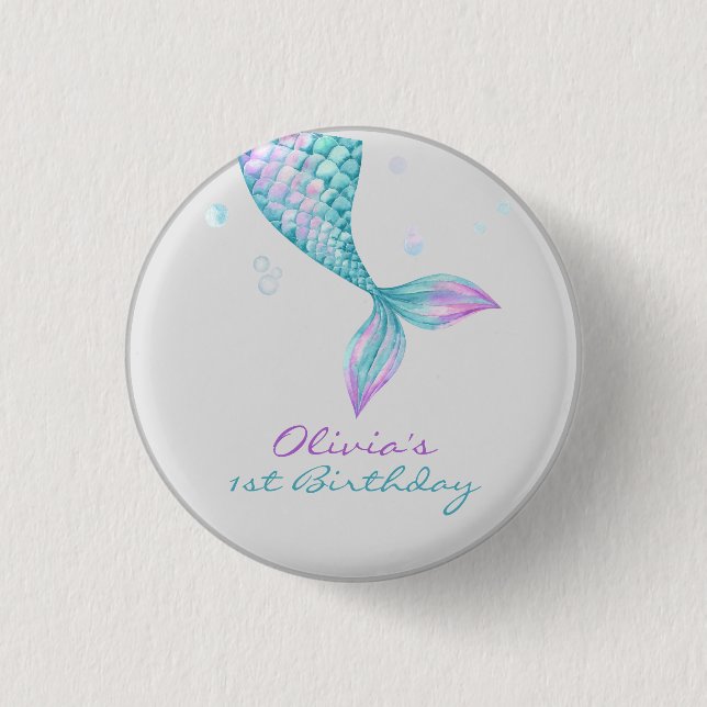 Mermaid Tail Under the Sea Birthday 3 Cm Round Badge (Front)