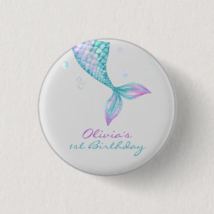 Mermaid Tail Under the Sea Birthday 3 Cm Round Badge