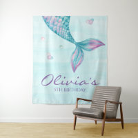 Mermaid Tail Under the Sea Birthday Banner