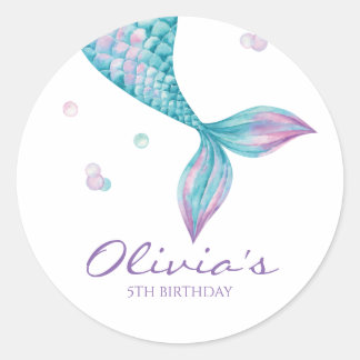 Mermaid Tail Under the Sea Birthday Classic Round Sticker