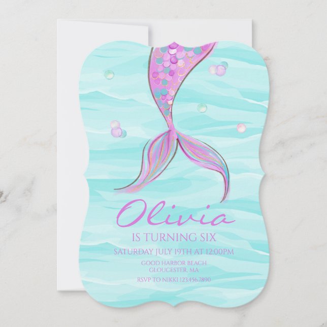 Mermaid Tail Under the Sea Birthday Invitation (Front)