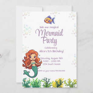 Mermaid Tail Under the Sea Birthday Invitation