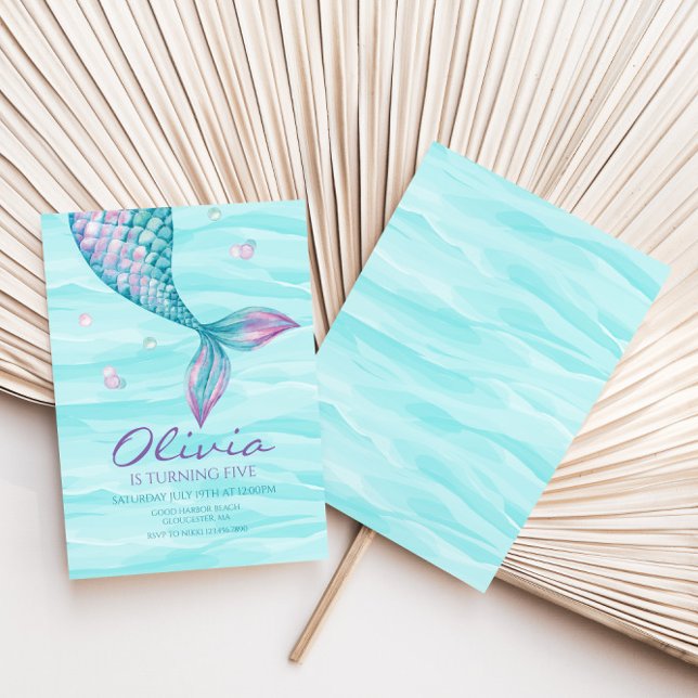 Mermaid Tail Under the Sea Birthday Invitation (Creator Uploaded)