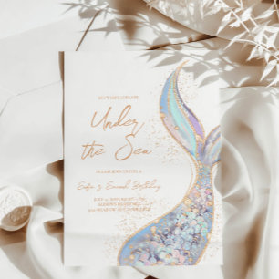 Mermaid Tail Under the Sea Birthday Invitation