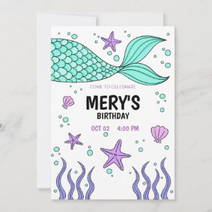 Mermaid Tail, Under the sea Birthday Invitation