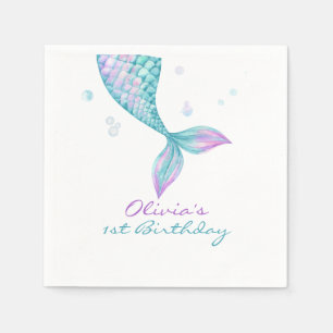 Mermaid Tail Under the Sea Birthday Napkin