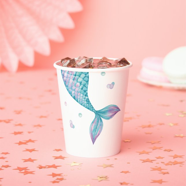 Mermaid Tail Under the Sea Birthday Paper Cups (Insitu)