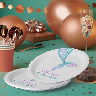 Mermaid Tail Under the Sea Birthday Paper Plate