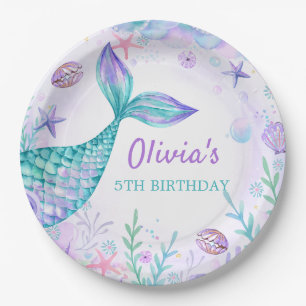 Mermaid Tail Under the Sea Birthday Party Paper Plate