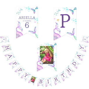 Mermaid Tail Under the Sea Happy Birthday Bunting