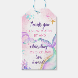 Mermaid tail Watercolor Birthday Under the Sea Gift Tags