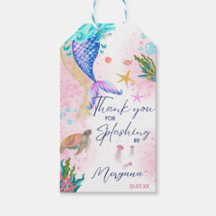 Mermaid tail Watercolor Birthday Under the Sea  Gift Tags