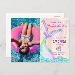 Mermaid tail Watercolor Birthday Under the Sea Postcard