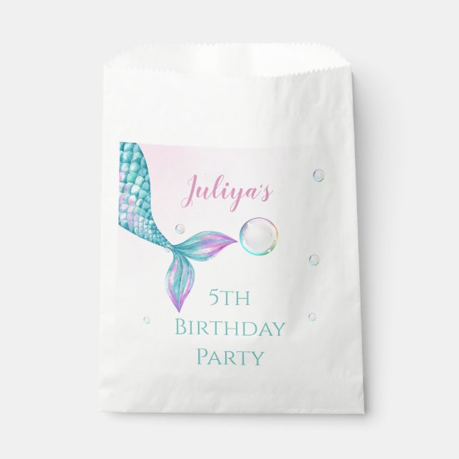 Mermaid Tail with bubbles Birthday  Favour Bags (Front)