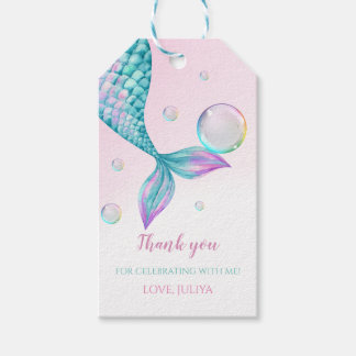 Mermaid Tail with bubbles Birthday Gift Tags
