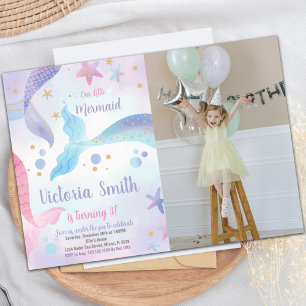 Mermaid Tails Birthday Invitations with photo