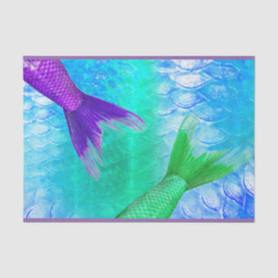 Mermaid Tails & Scales Teal Purple Tissue Paper