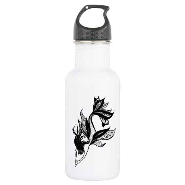 Mermaid Tattoo Style Stipple Shaded Ink Drawing 532 Ml Water Bottle (Front)