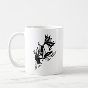 Mermaid Tattoo Style Stipple Shaded Ink Drawing Coffee Mug