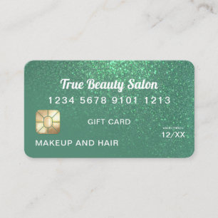 Mermaid Teal Glitter Credit Card Gift Certificate