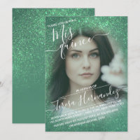 Mermaid Teal Sparkly Glitter Photo Quinceañera