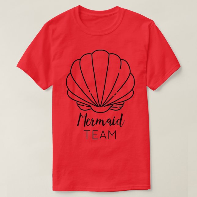 Mermaid team seashell green water background T-Shirt (Design Front)