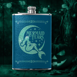 Mermaid Tears Blue Glitter Hip Flask