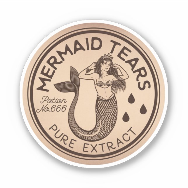 Mermaid Tears Potion Vintage Label Sticker (Front)