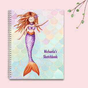 Mermaid Teen Pink Purple Sketchbook Notebook