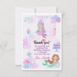 Mermaid Thank you Birthday Tag for goody bags 