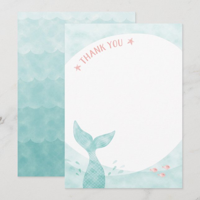 Mermaid Thank You Card (Front/Back)