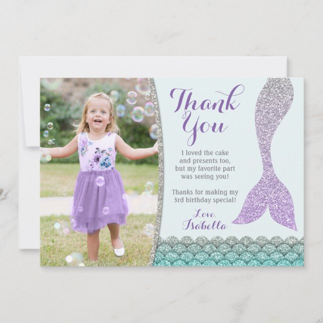 Mermaid Thank You Card - Under the Sea Thank You (Front)