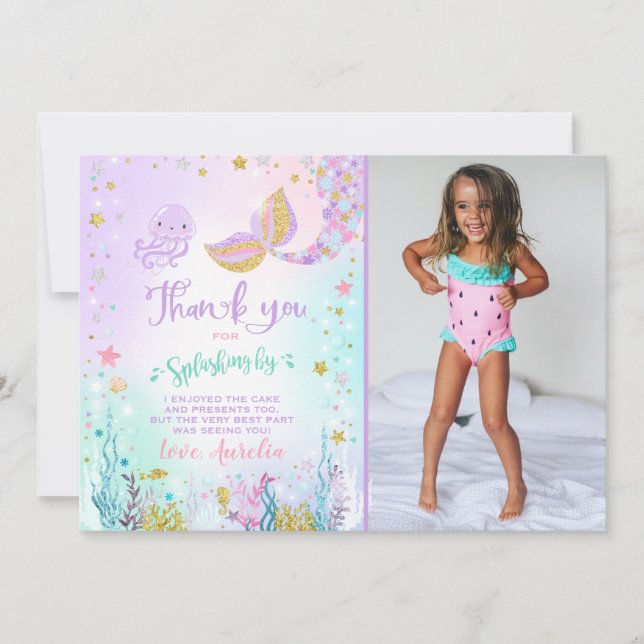 Mermaid Thank You Card Under The Sea Thank You (Front)