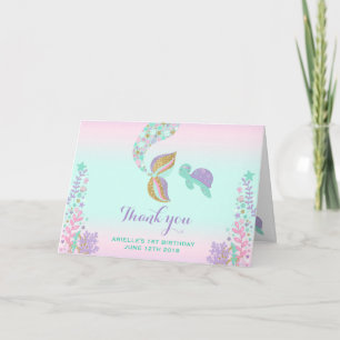 Mermaid Thank You Card Under The Sea Thank You