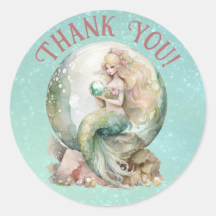 Mermaid Thank You  Classic Round Sticker