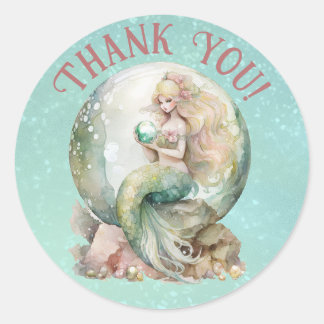 Mermaid Thank You  Classic Round Sticker
