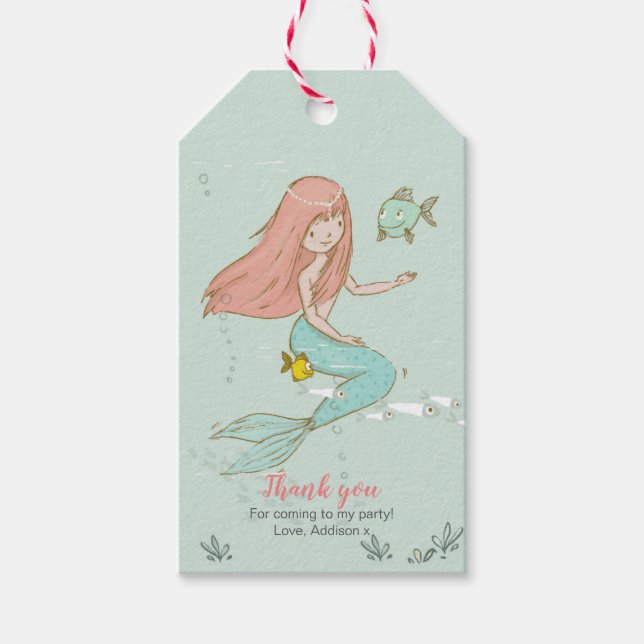 Mermaid thank you favour tags (Front)