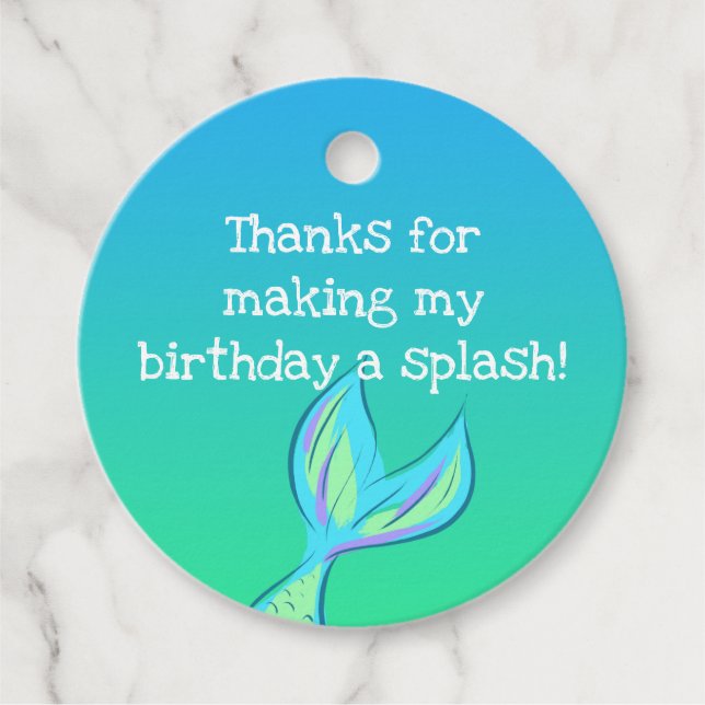 Mermaid Thanks Favour Tags (Front)