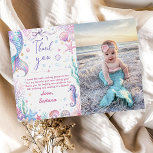 Mermaid Thanks for Splashing by Birthday Thank You Card