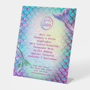 mermaid theme beauty salon pedestal sign