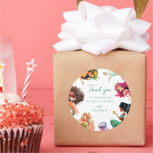 Mermaid Theme Birthday Party Thank You Classic Round Sticker