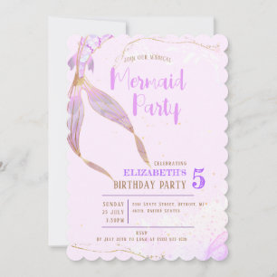 Mermaid Theme Colourful Kids Birthday Party Invitation