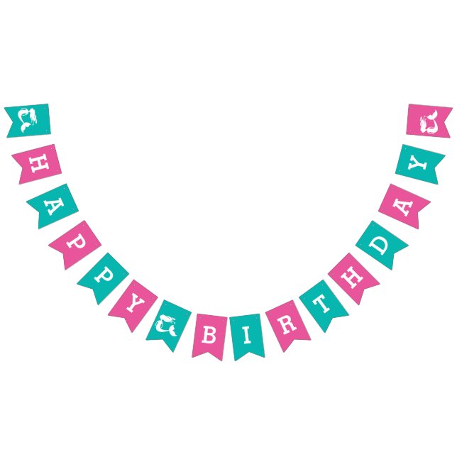Mermaid theme Happy Birthday Party Bunting Banner (All)