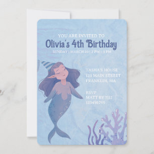 Mermaid Theme Kids Birthday Party Invitation